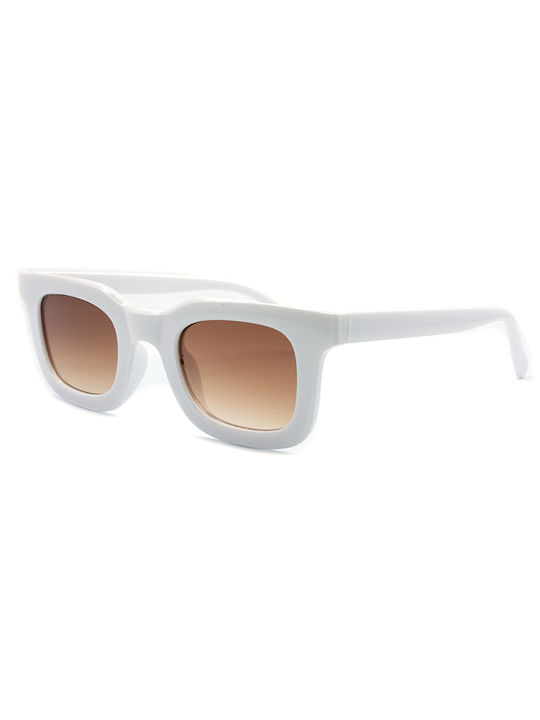 Awear Malik Women's Sunglasses with White Plastic Frame and Brown Gradient Lens