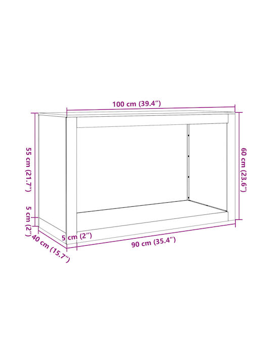 vidaXL Inox Raft Depozitare lemne 100x40x60cm Gri