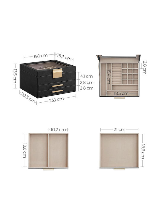 Jewellery Box with Drawers 23.1x20.3x13.5 Songmics Jbc239b03