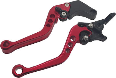 Set of Motorcycle Brake/Clutch Levers Adjustable Red PCR-MA16RD