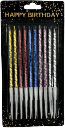 Candles Birthday Candle in Silver Color 10pcs (Μiscellaneous colours)