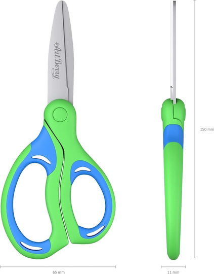ErichKrause Kinder Schere für Handwerksarbeiten 15cm mit Rostfreier Stahl Klinge Grün