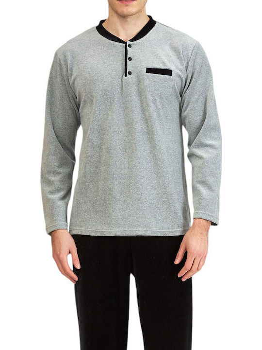 Harmony Χειμερινή Ανδρική Πιτζάμα Βαμβακερή Grey, Black Harmony Χειμερινή Ανδρική Πιτζάμα Βαμβακερή Grey, Black
