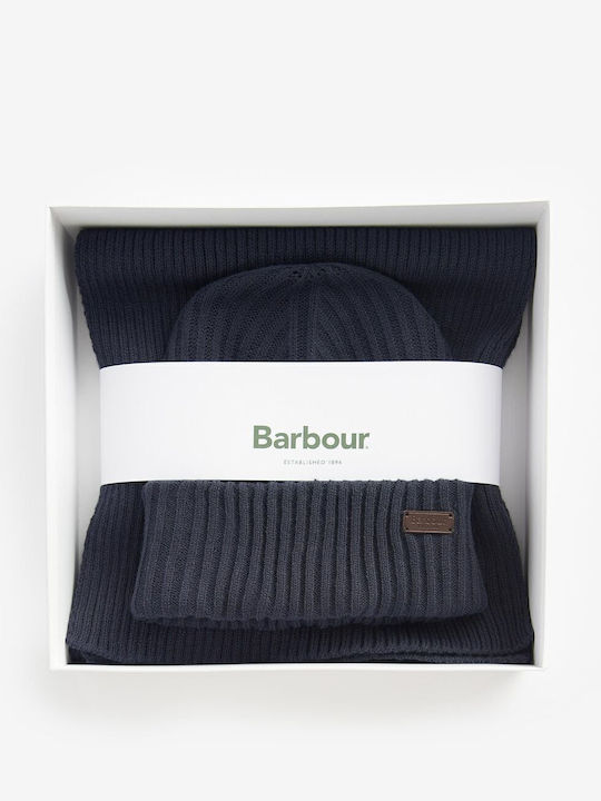 Barbour Set with Beanie Knitted in Navy Blue color