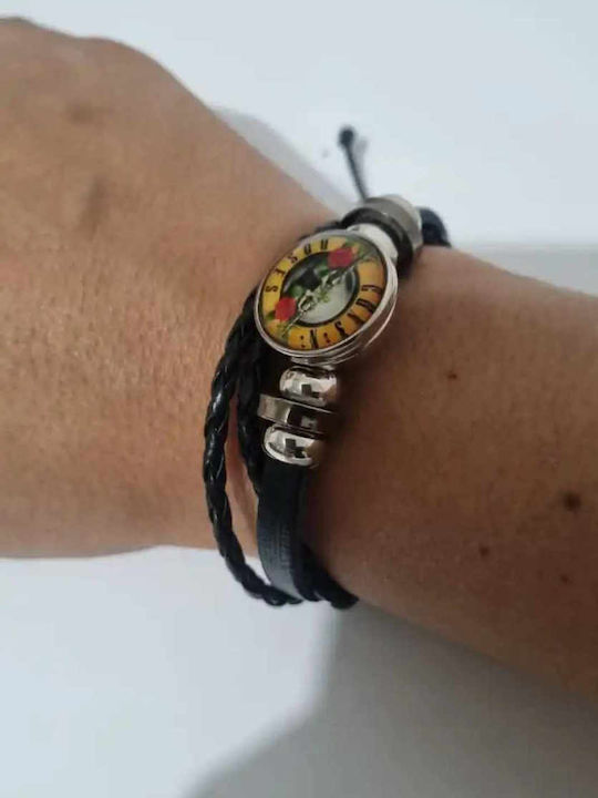 Βραχιόλι Guns N Roses Μαύρο Σχοινί Ρυθμιζόμενο Guns N Roses Bracelet Black Rope Adjustable Molfs