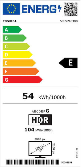 Toshiba Смарт Телевизор 50" 4K UHD LED 50UV2463DG HDR (2023)