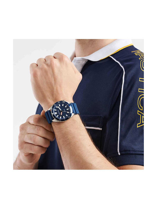 Nautica Watch Solar with Blue Rubber Strap