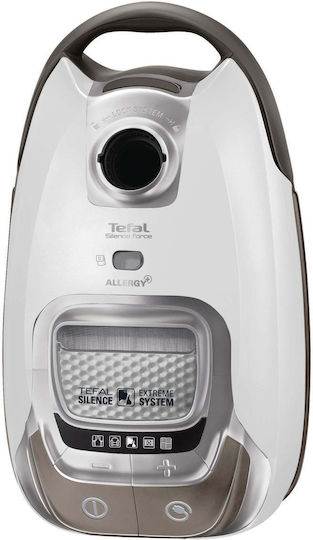 Tefal Silence Force Allergy+ Aspirator 400W cu sac 4.5lt Albă