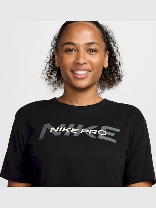 Damen Sportlich Crop T-Shirt Dri-Fit Black