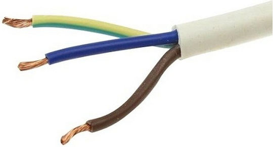 Eurolamp Power Cord with Diameter 1x1.5mm² in White Color 1m