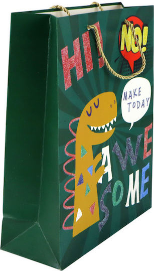 Green Dinosaur Paper Gift Bag 41.5cm X 30cm X 12cm