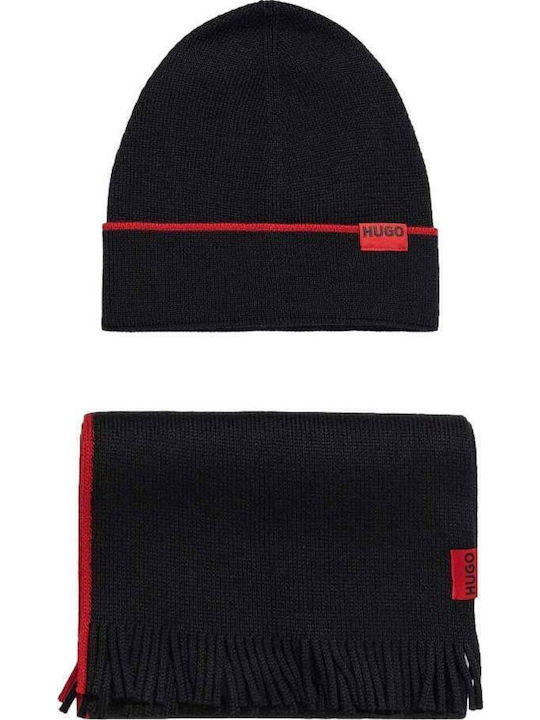 Set with Beanie Knitted in Black color