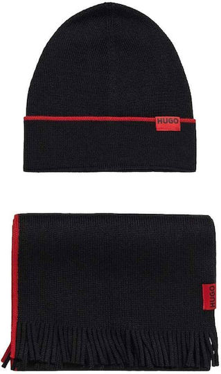 Masculin Set cu Căciulă Tricotat în culoarea Negru