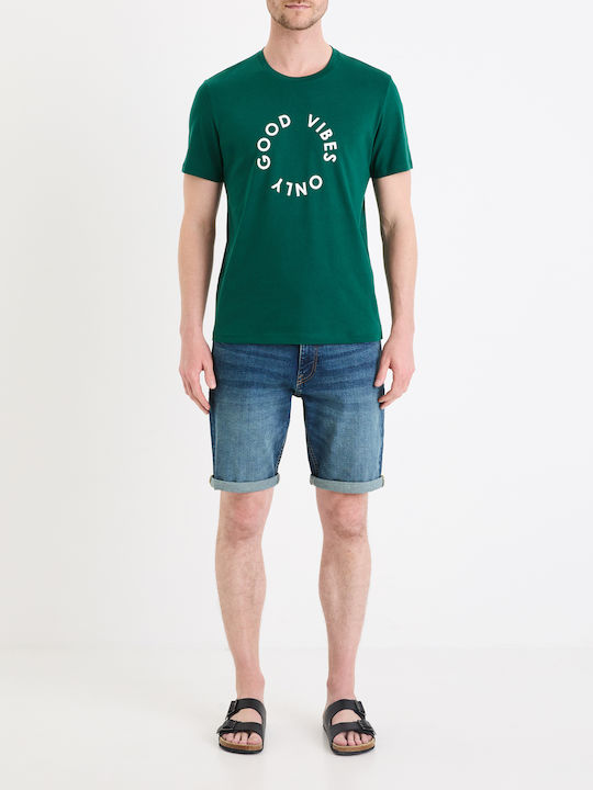 Celio Ανδρικό T-shirt Κοντομάνικο Dark Green