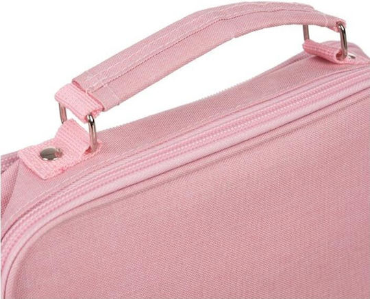Expandable Polyester Pencil Case Large 2 Compartments Pink 11x7x23 Cm Aria Trade