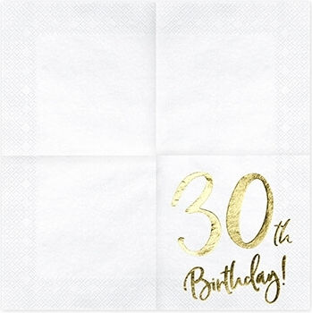 Χαρτοπετσέτες "30th Birthday" Λευκές
