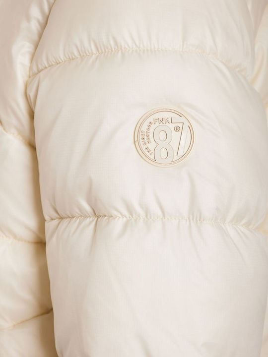 Kurzes Damen Puffer Jacke für Winter Beige