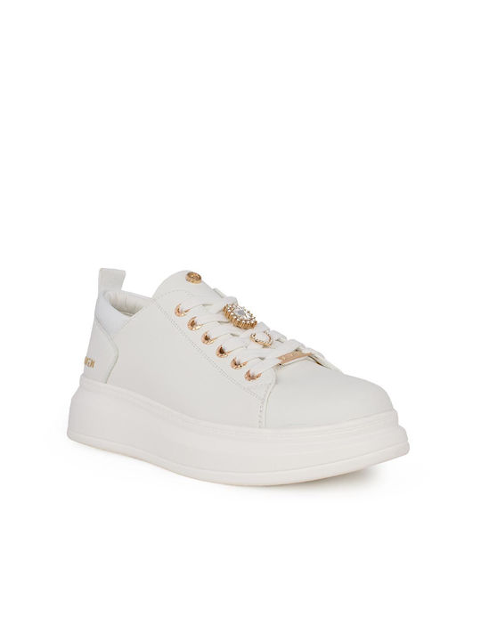 Seven Γυναικεία Sneakers White Strass