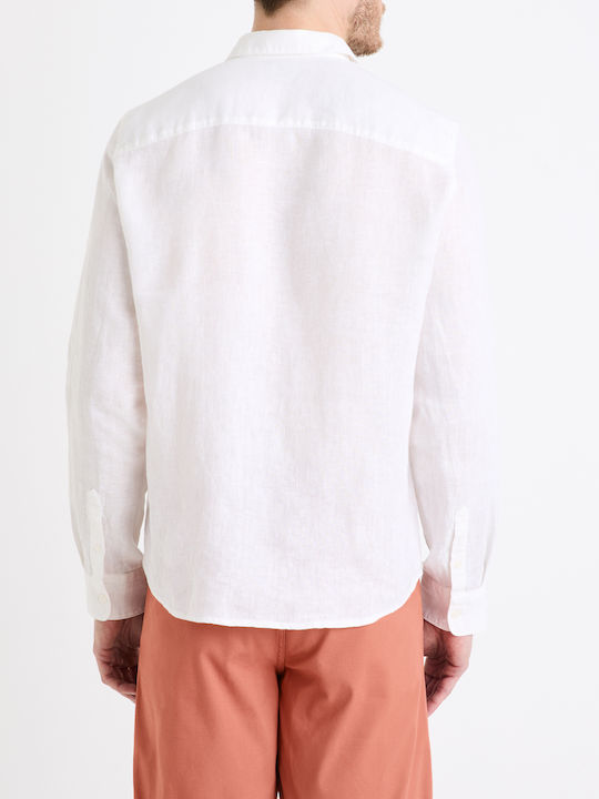 Daflix Langärmlig Leinen Hemd White