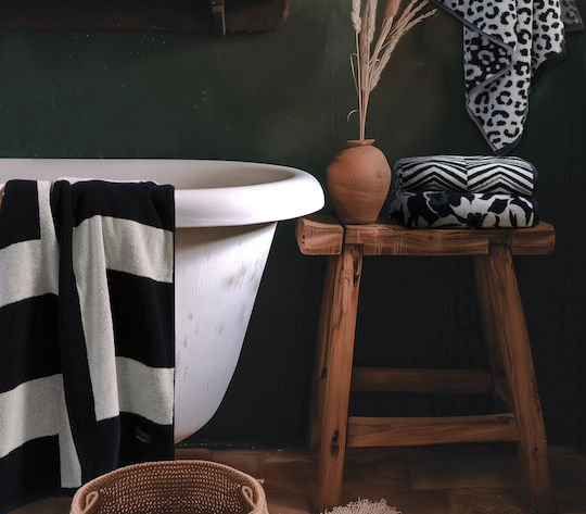 Nef-Nef Homeware Кърпа за лице Blossen 50x90см. Grey/Black Тегло 550гр/кв.м