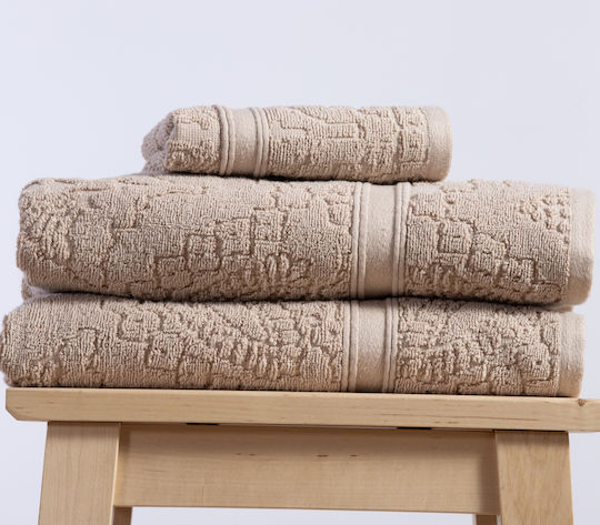 Nef-Nef Homeware Hand Towel Premium Louiza 30x50cm Beige Weight 550gr/m²