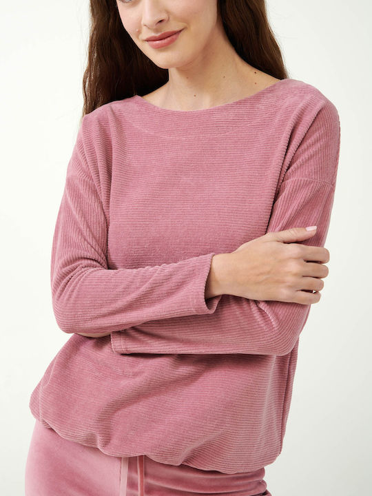 Vamp Winter Damen Pyjama-Set Samt Pink Nectar