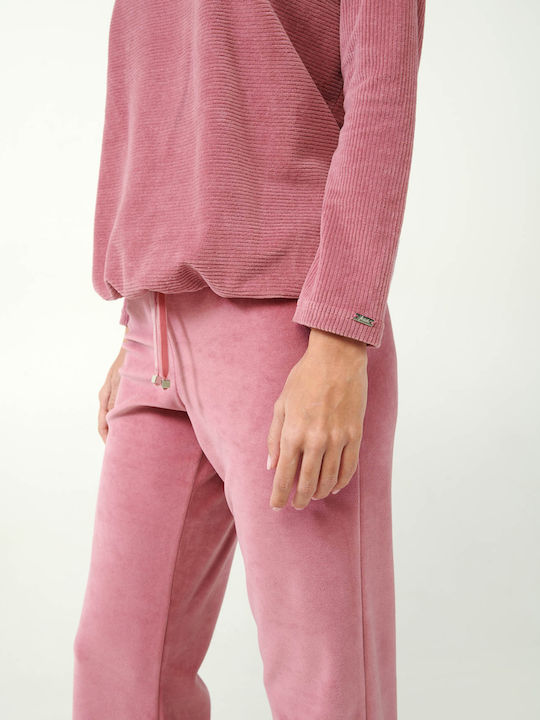 Vamp Winter Damen Pyjama-Set Samt Pink Nectar