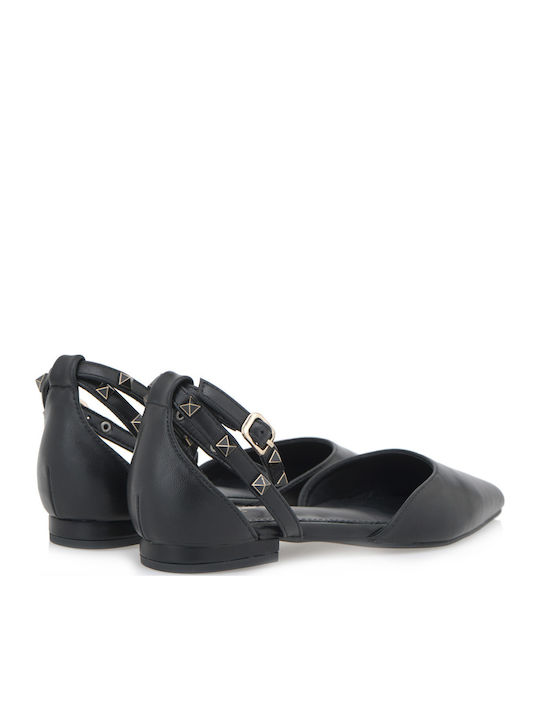 Spitze Zehe Pumps mit Riemen & Niedrigem Absatz Schwarz