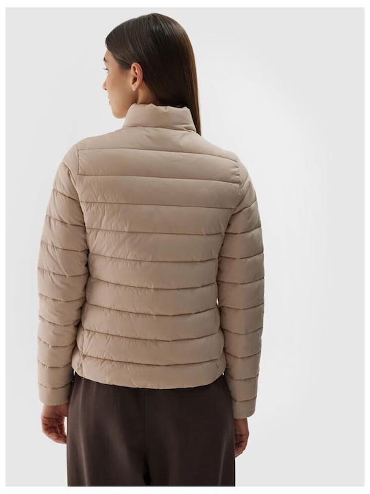 4F Kurz Damen Puffer Jacke Wasserdicht für Winter Beige