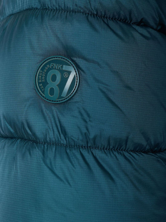 Women's Short Puffer Jacket for Winter with Hood Green