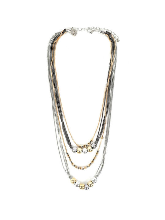 Black Silver Gold Necklace 81561