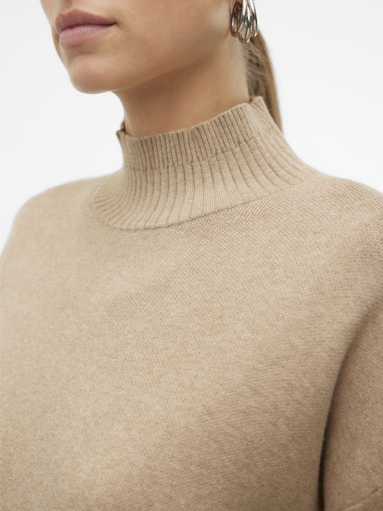 Damen Langarm Pullover Rollkragen Brown