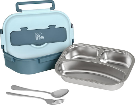 Ecolife Δοχείο Φαγητού Inox Πράσινο με Χωρίσματα 1lt
