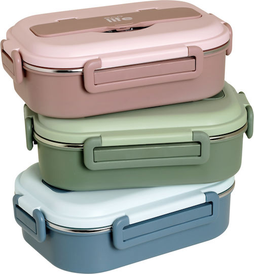 Ecolife Δοχείο Φαγητού Inox Πράσινο με Χωρίσματα 1lt
