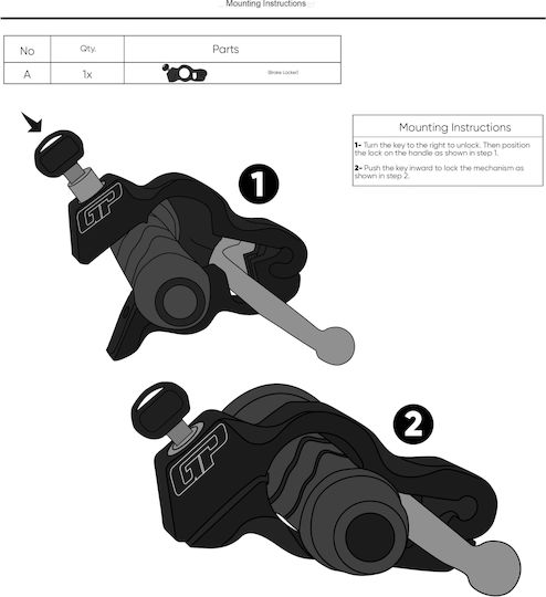 GP Kompozit Motorcycle Lever Lock in Black