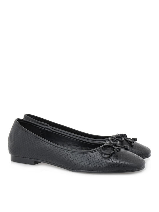 Exe Synthetic Leather Ballerinas Black