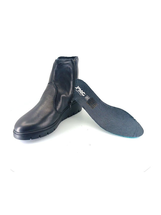 Leder Stiefeletten Damen Schwarz