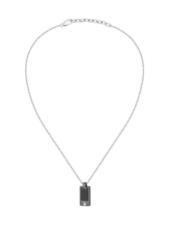 Maserati Steel Necklace with Black Zircon