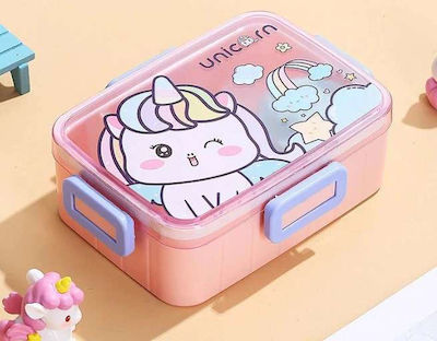 Plastic Kids' Food Container Unicorns Brown