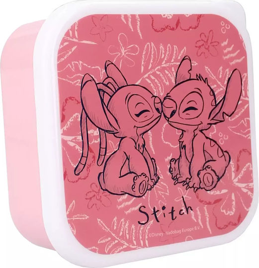 Vadobag Πλαστικό Παιδικό Σετ Φαγητού Lilo & Stitch Ροζ