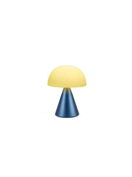 Lexon Metal Table Lamp LED with White Shade and Blue Base