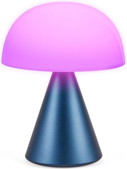 Lexon Metall Tischlampe LED mit Weiß Schirm und Blau Basis