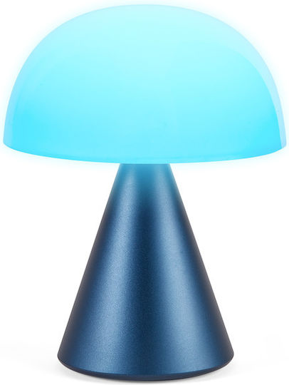 Lexon Metall Tischlampe LED mit Weiß Schirm und Blau Basis