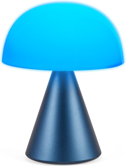 Lexon Metall Tischlampe LED mit Weiß Schirm und Blau Basis