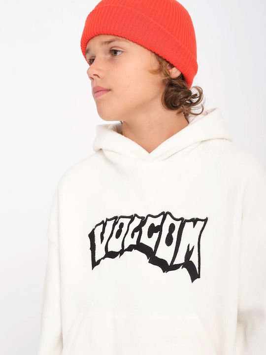 Fleece Kinder-Sweatshirt mit Kapuze und Taschen white Tookool