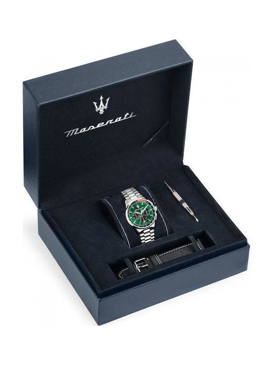 Maserati Мъжки Часовник 42mm Хронограф На Батерия Със Сребрист Ацетиленов Гривна