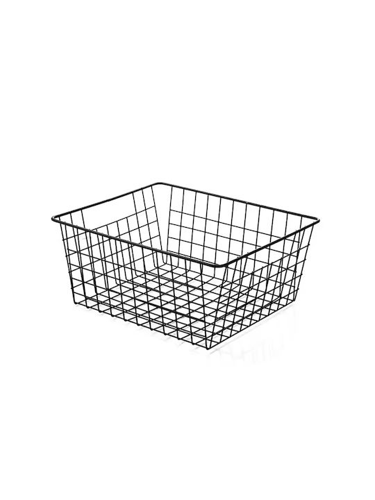 Black Metal Basket 32cm 32x25x14cm Monochrome Sidirella