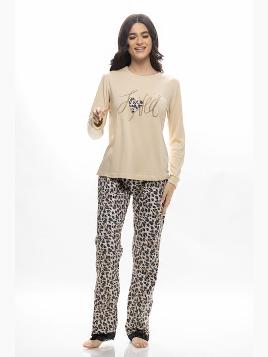 Galaxy Winter Damen Pyjama-Set Baumwolle Ivory Coast Love