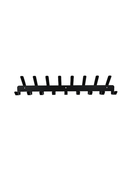 Iso Trade Metal Wall Hanger 17 Hooks Black 48x2.8x9.1cm