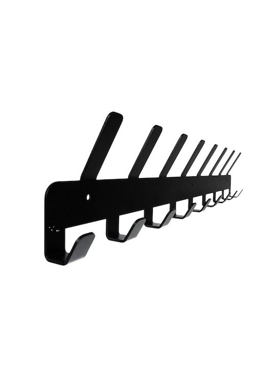 Iso Trade Metal Wall Hanger 17 Hooks Black 48x2.8x9.1cm